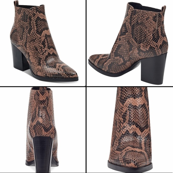 Marc Fisher Alva Snake Western Heeled Ankle Boots - Picture 2 of 7